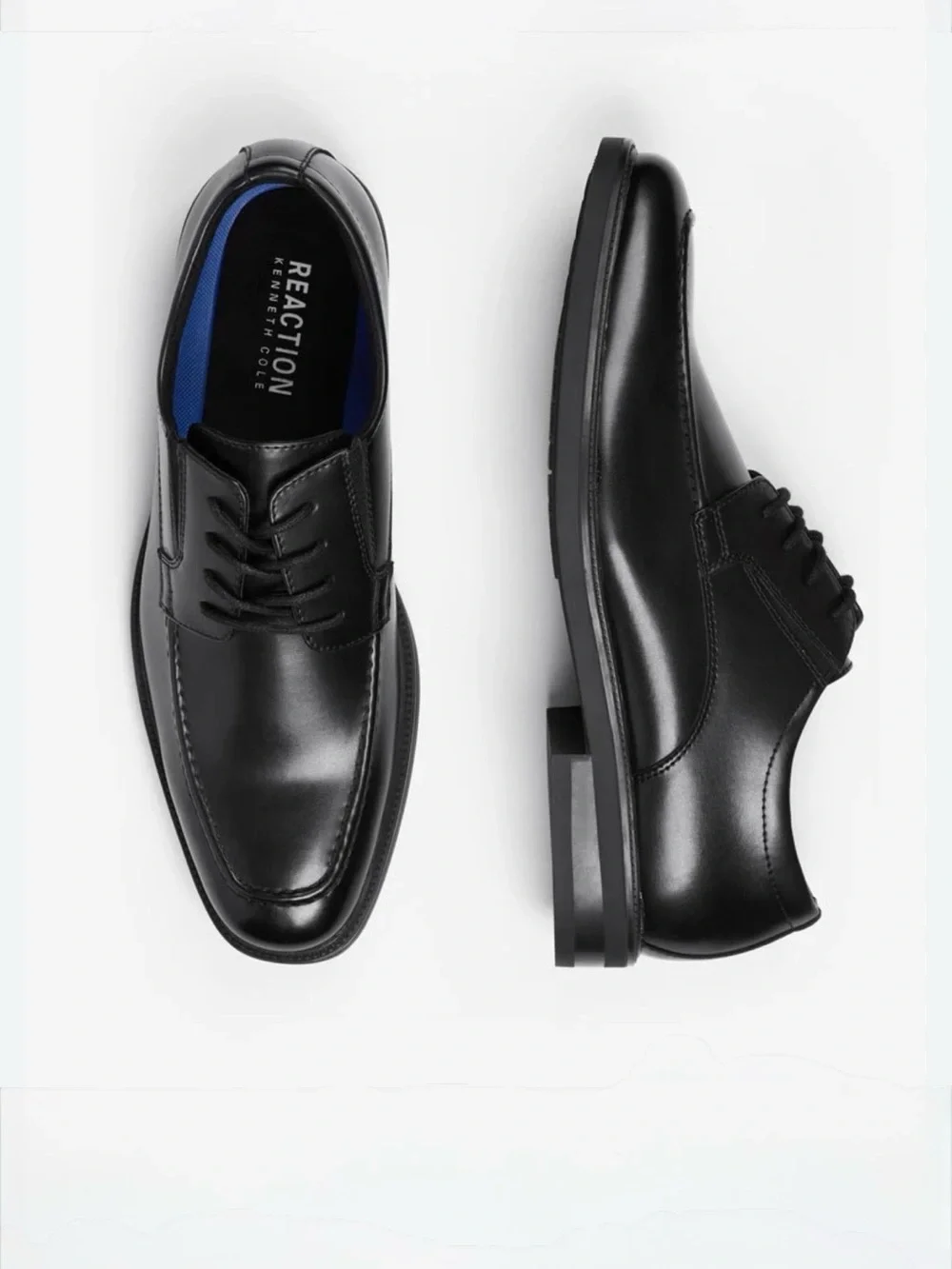 Kenneth Cole Reaction Mike Black Faux Leather Lace-Up Oxfords Size 9